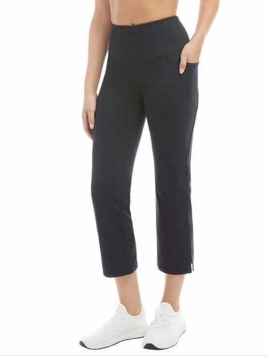 Pants - Jockey Cropped Slit Flare Yoga Pants